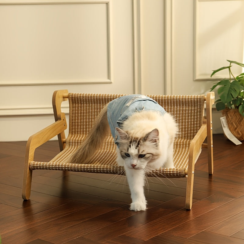 NNETM Cat Scratcher Hammock Linen Lounge Chair