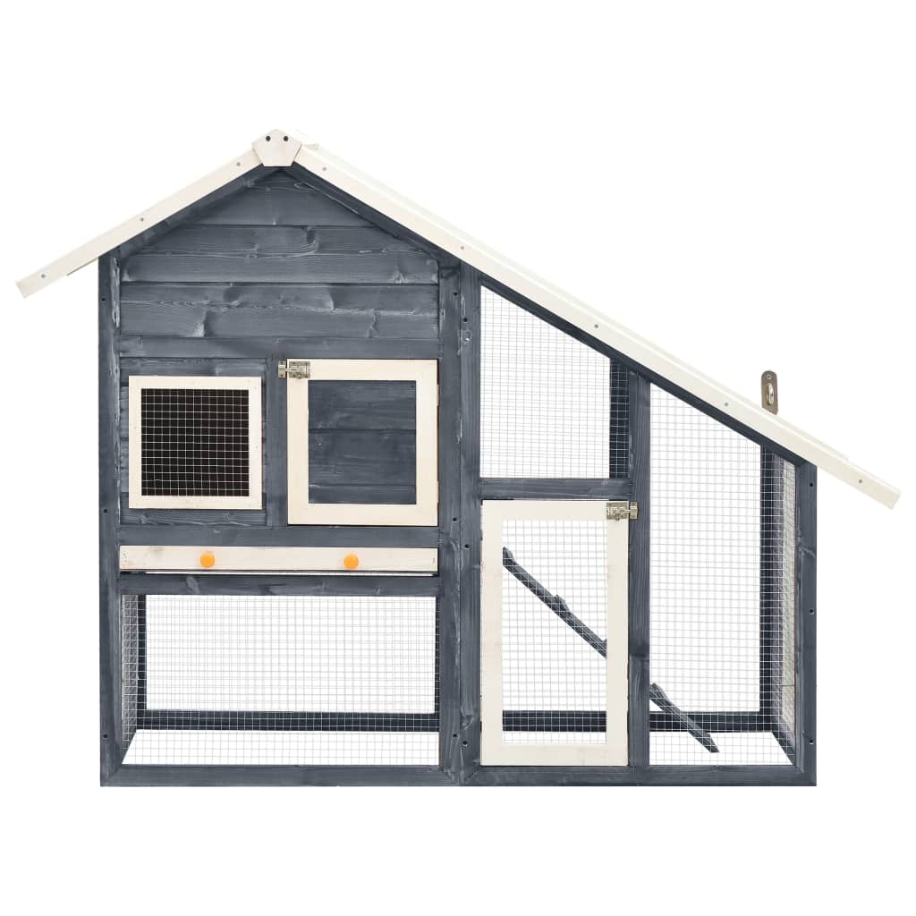 NNEDPE Rabbit Hutch Grey And White 140x63x120 Cm Solid Firwood