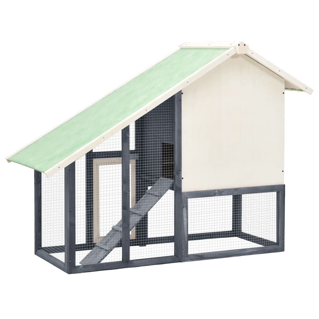 NNEDPE Rabbit Hutch Grey And White 140x63x120 Cm Solid Firwood