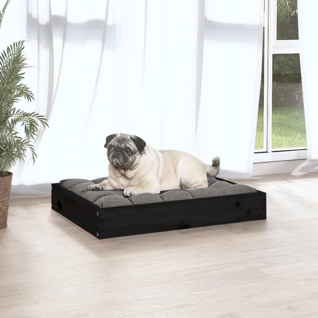 NNEVL Dog Bed Black 61.5x49x9 cm Solid Wood Pine
