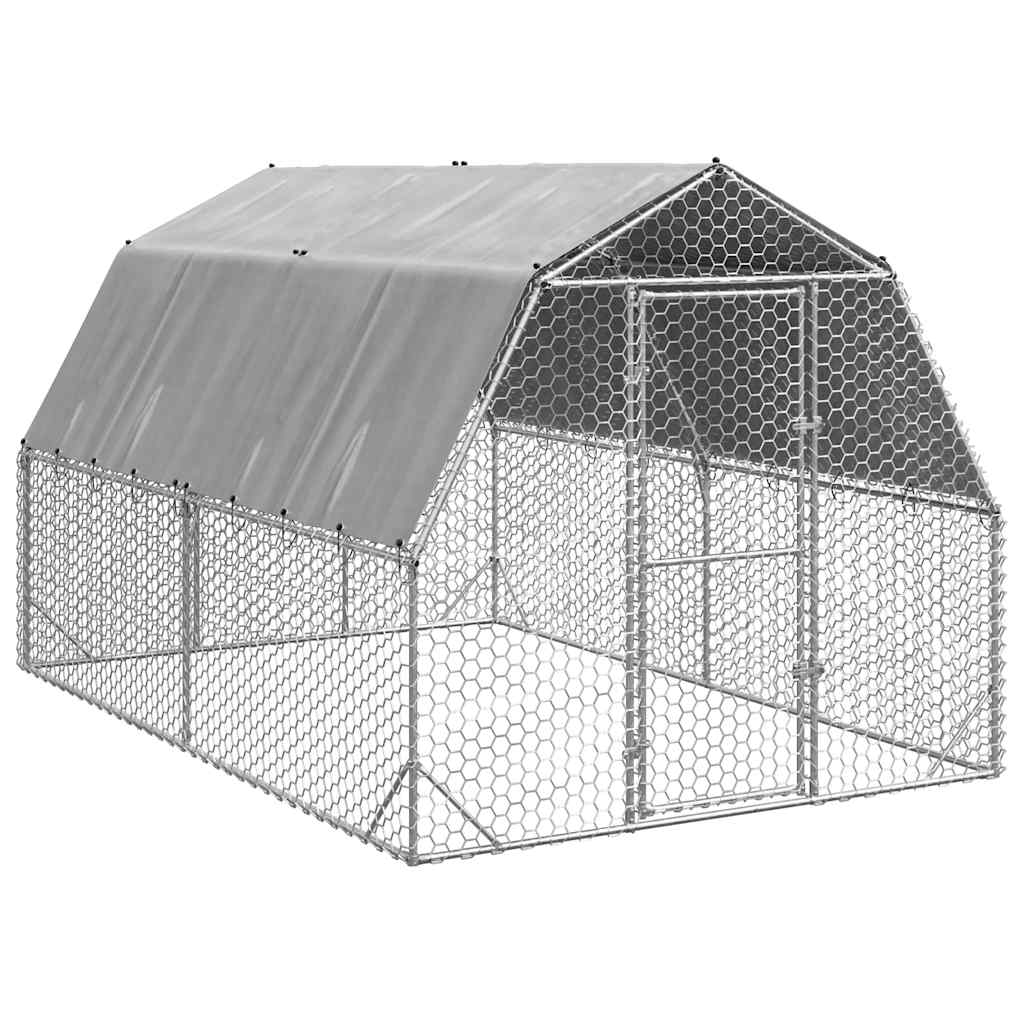 NNEVL Chicken Run with Roof 2.5x4x2.25 m Galvanised Steel