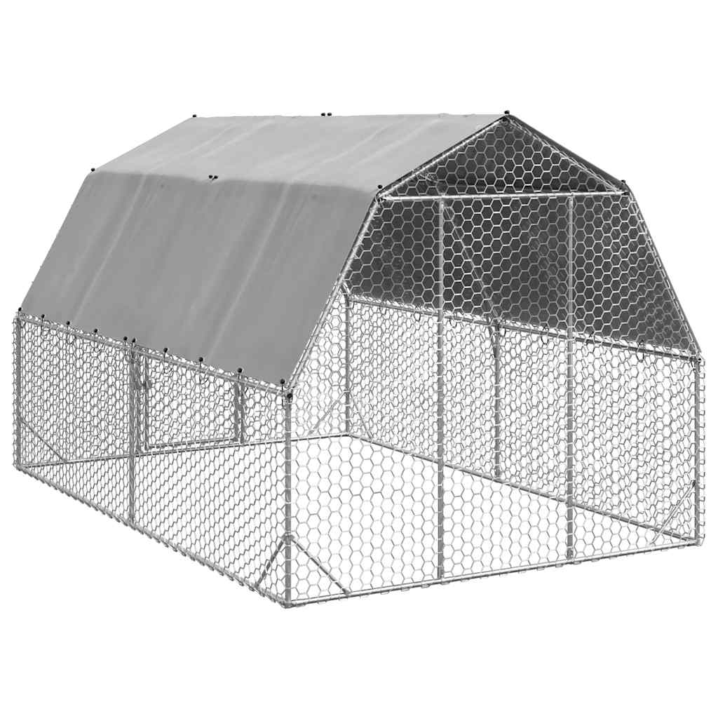 NNEVL Chicken Run with Roof 2.5x4x2.25 m Galvanised Steel