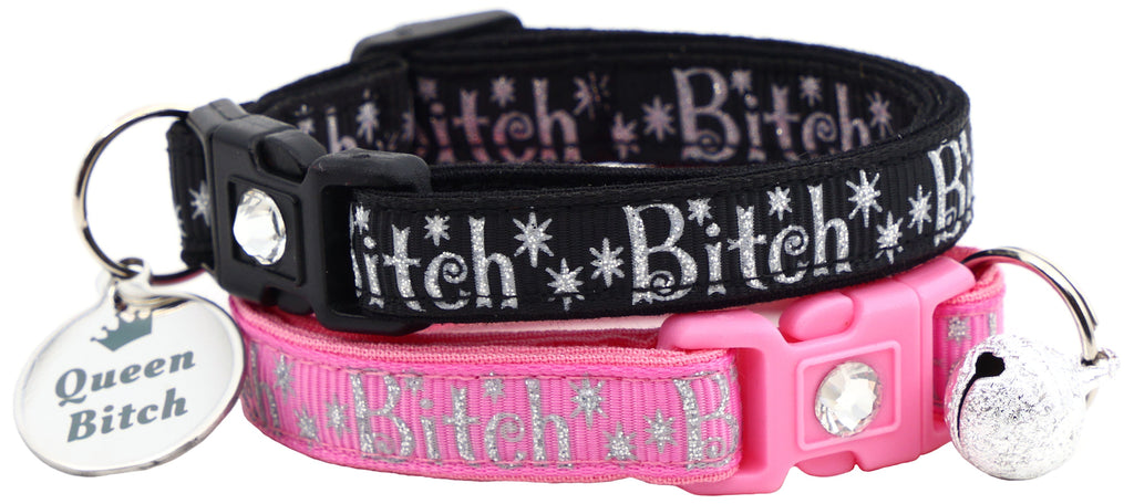 Silver Bitch Breakaway Cat Collar