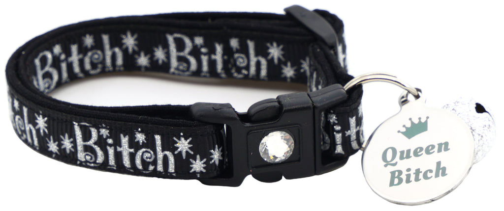 Silver Bitch Breakaway Cat Collar