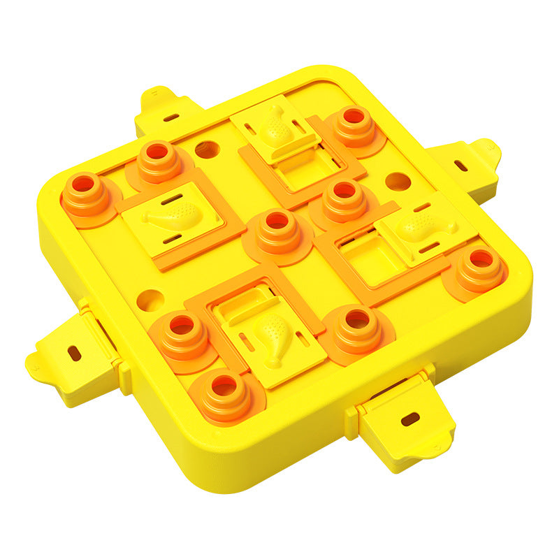 NNEDSZ Yellow Interactive Slow Feeder Puzzle Toy for Dogs - Durable Pet Food Dispenser Bowl