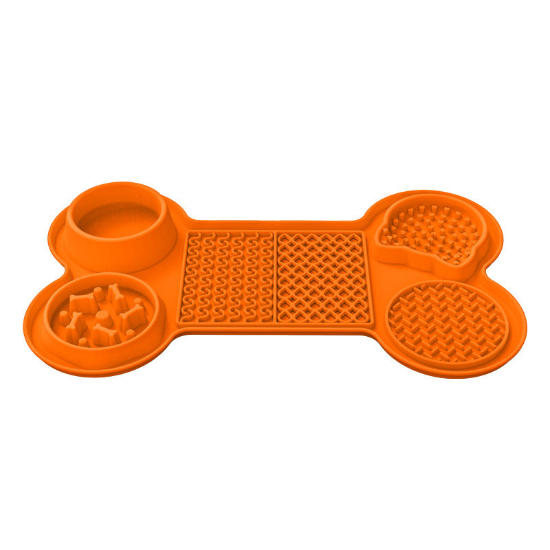 NNEDSZ Orange Silicone Pet Licking Mat Slow Feeder Pad with Strong Suction and Foldable Design, Heat Resistant -40°C to 240°C, for Dogs and Cats
