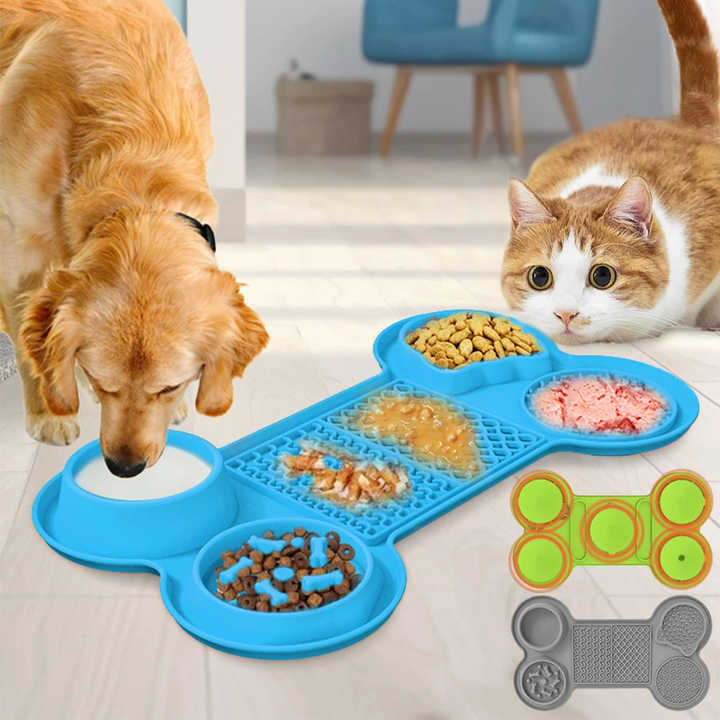 NNEDSZ Orange Silicone Pet Licking Mat Slow Feeder Pad with Strong Suction and Foldable Design, Heat Resistant -40°C to 240°C, for Dogs and Cats
