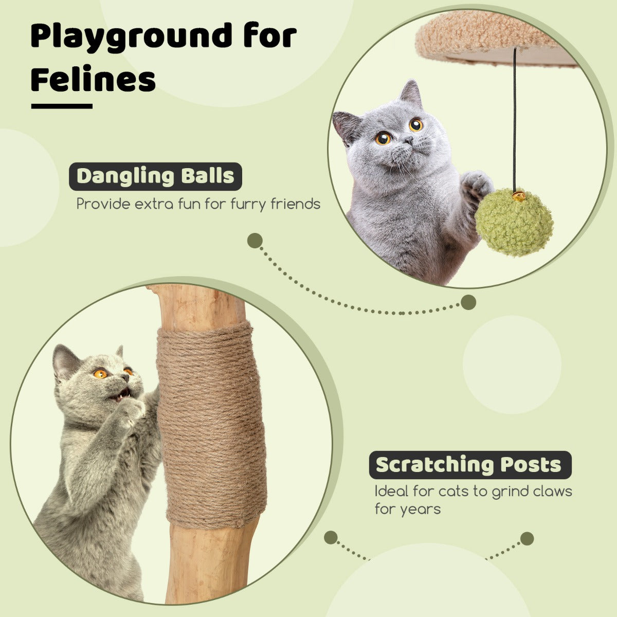 NNECW 110CM Cat Tree with Padded Top Perch for Pet