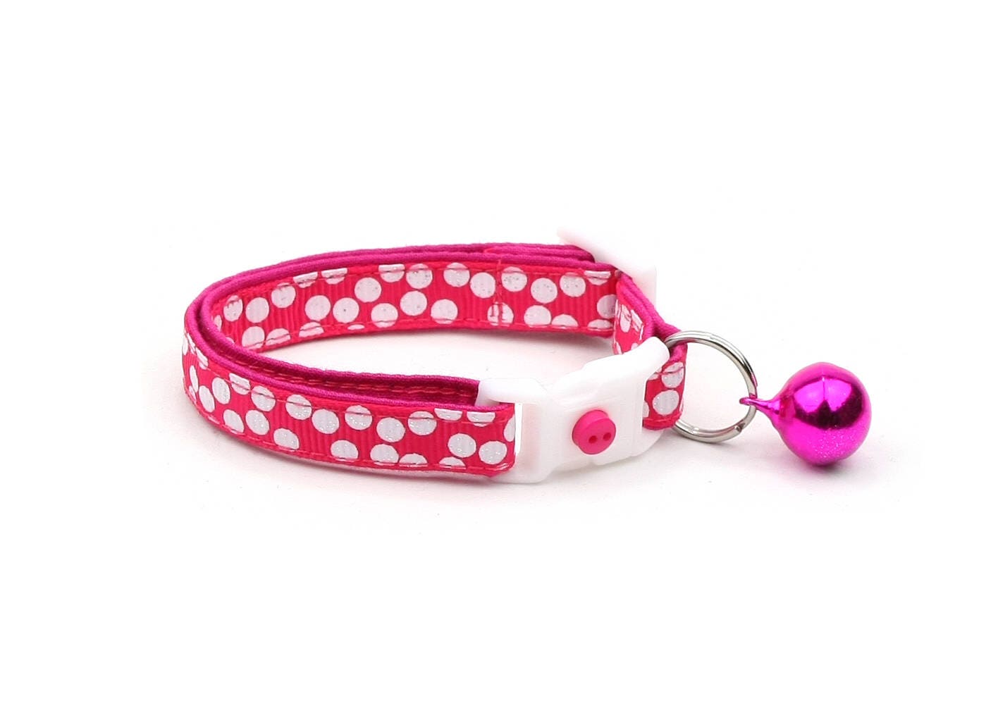 White Dots on Bright Pink Cat Collar