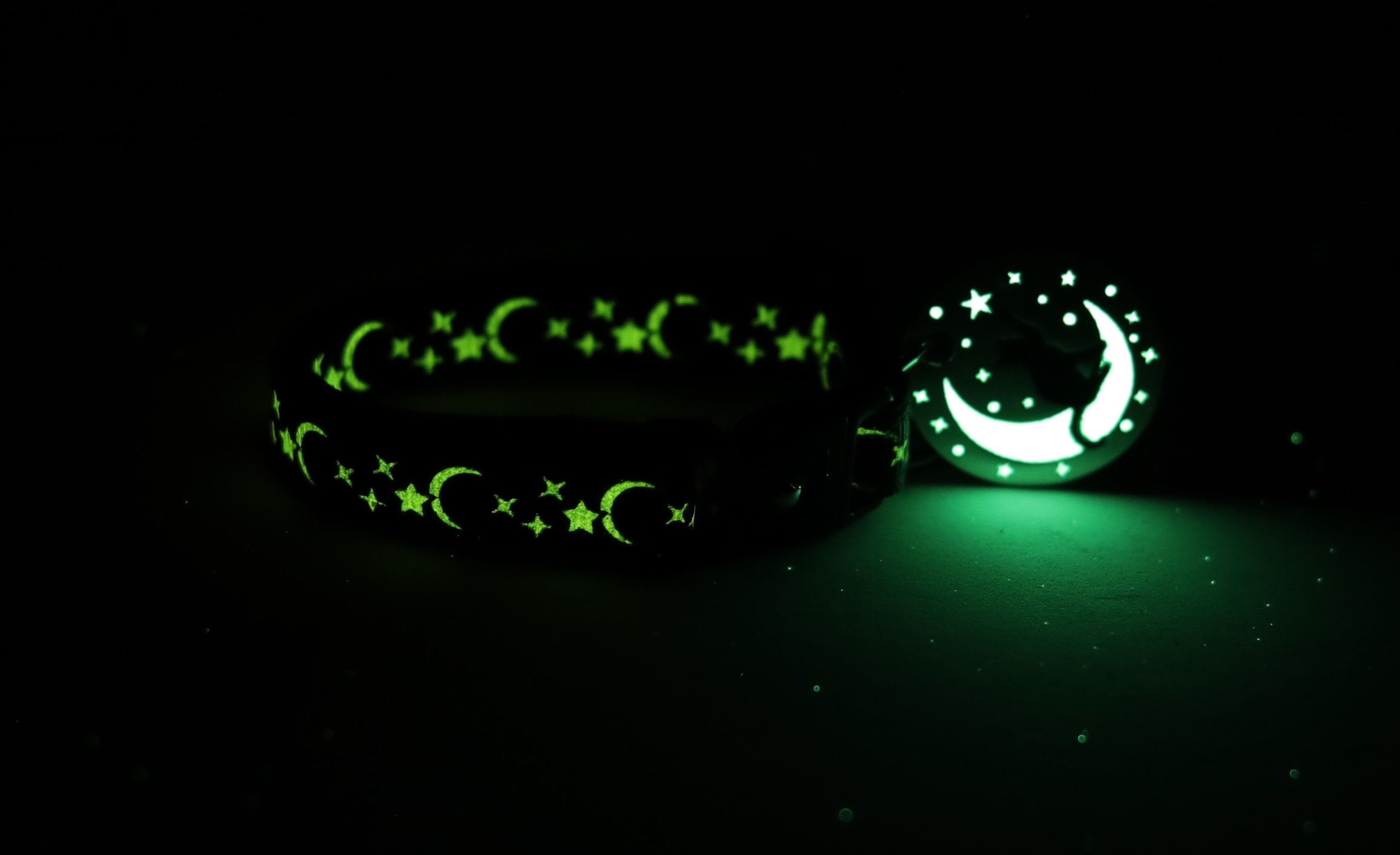 Silver Moons and Stars on Blue Cat Collar